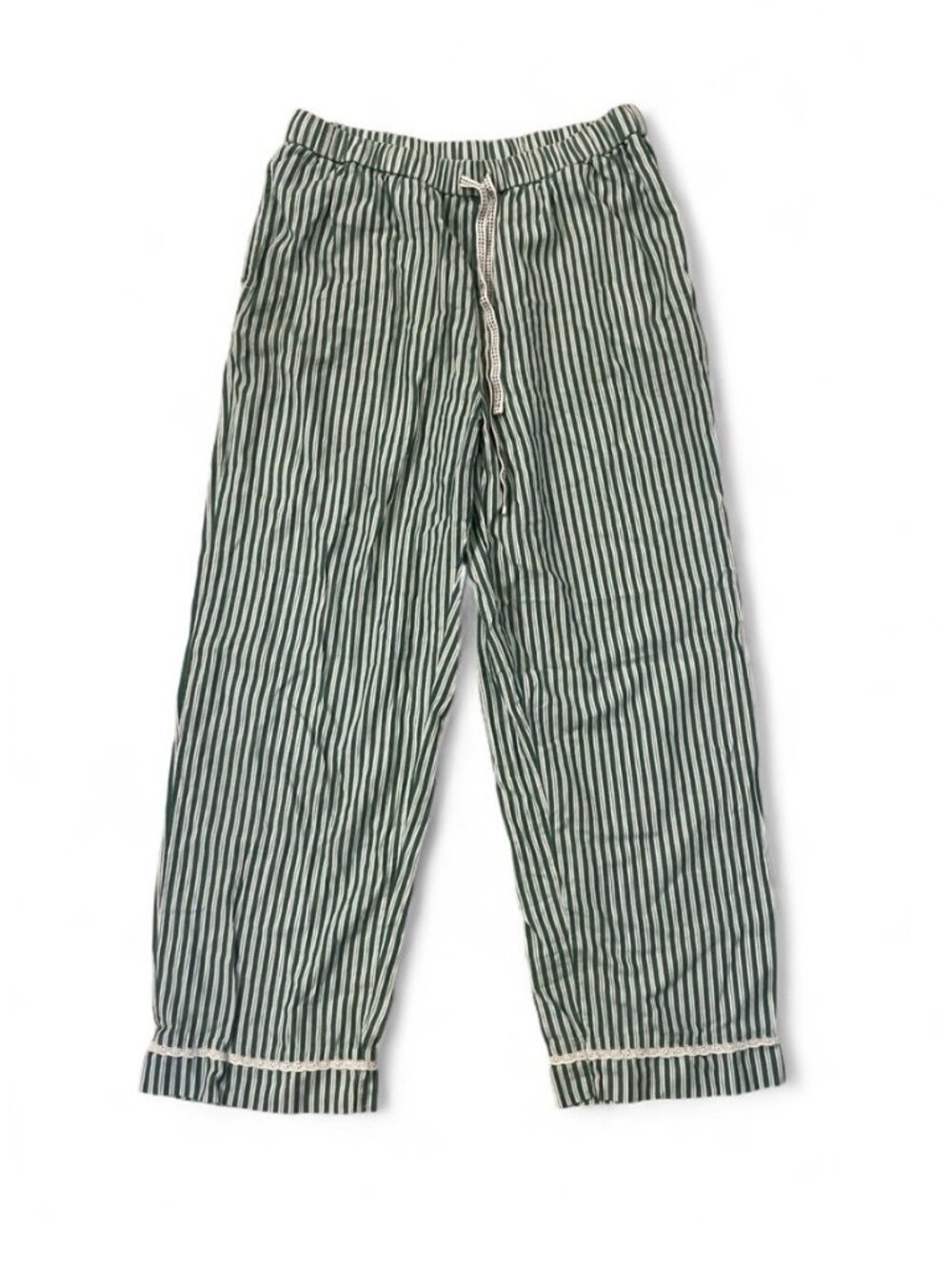Rachel Ashwell Cotton Striped Green Pajama Pant Preppy Soft Seersucker Cozy, L